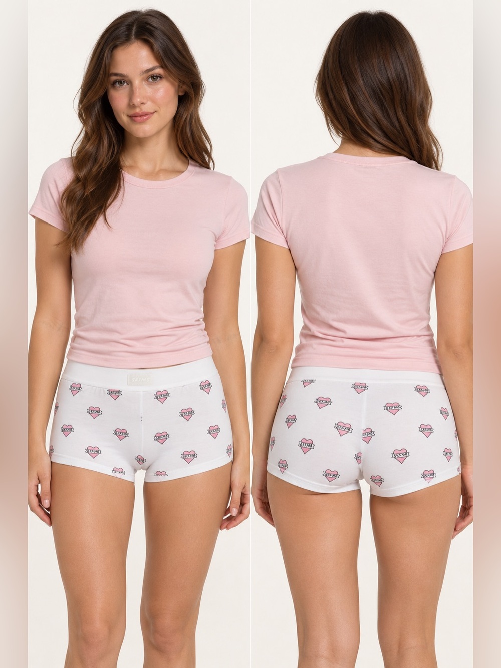 SKIMS Women’s Heart Print Pajama Shorts Small NWT #5